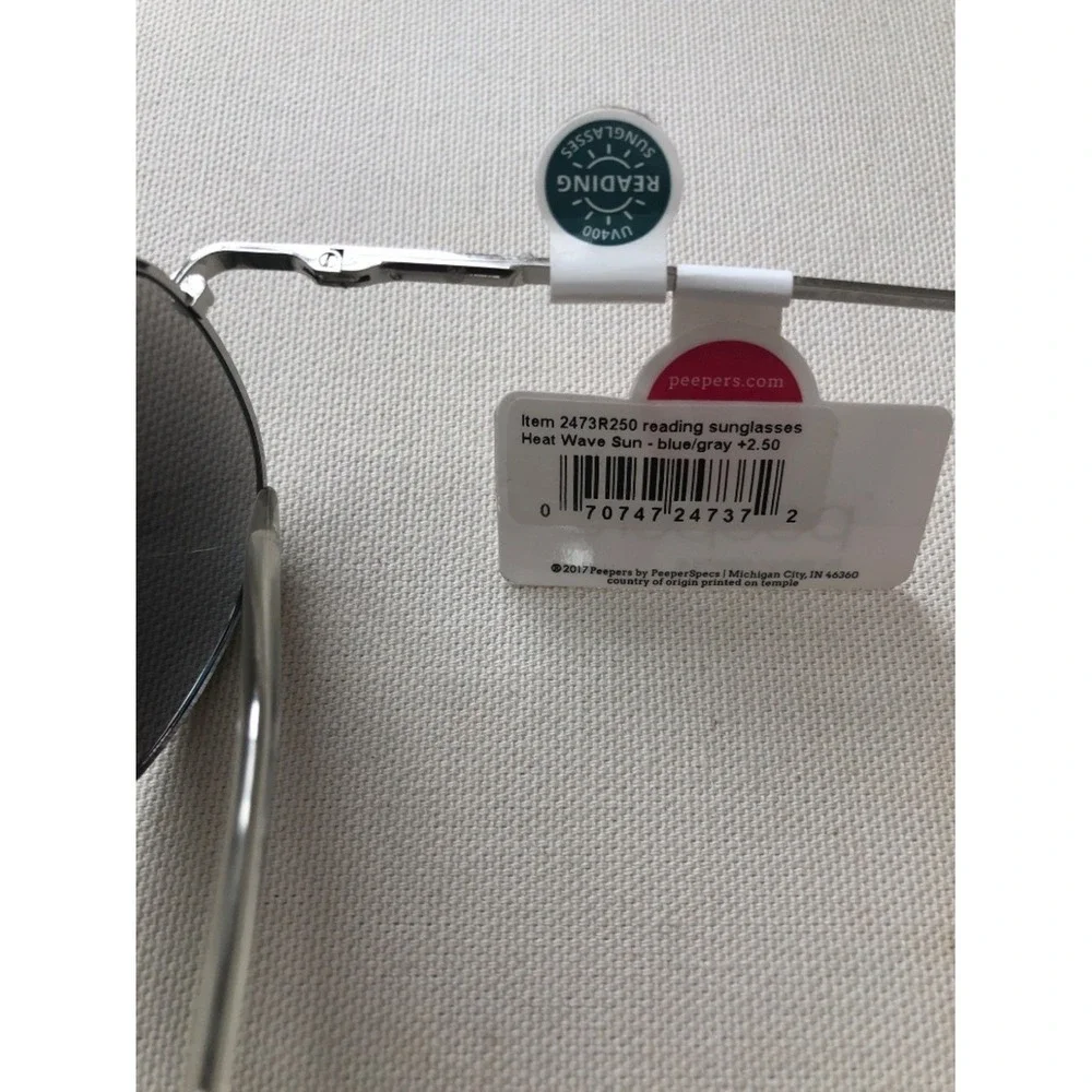 New Peepers Blue Silver Aviator Sunglass Readers +2.50